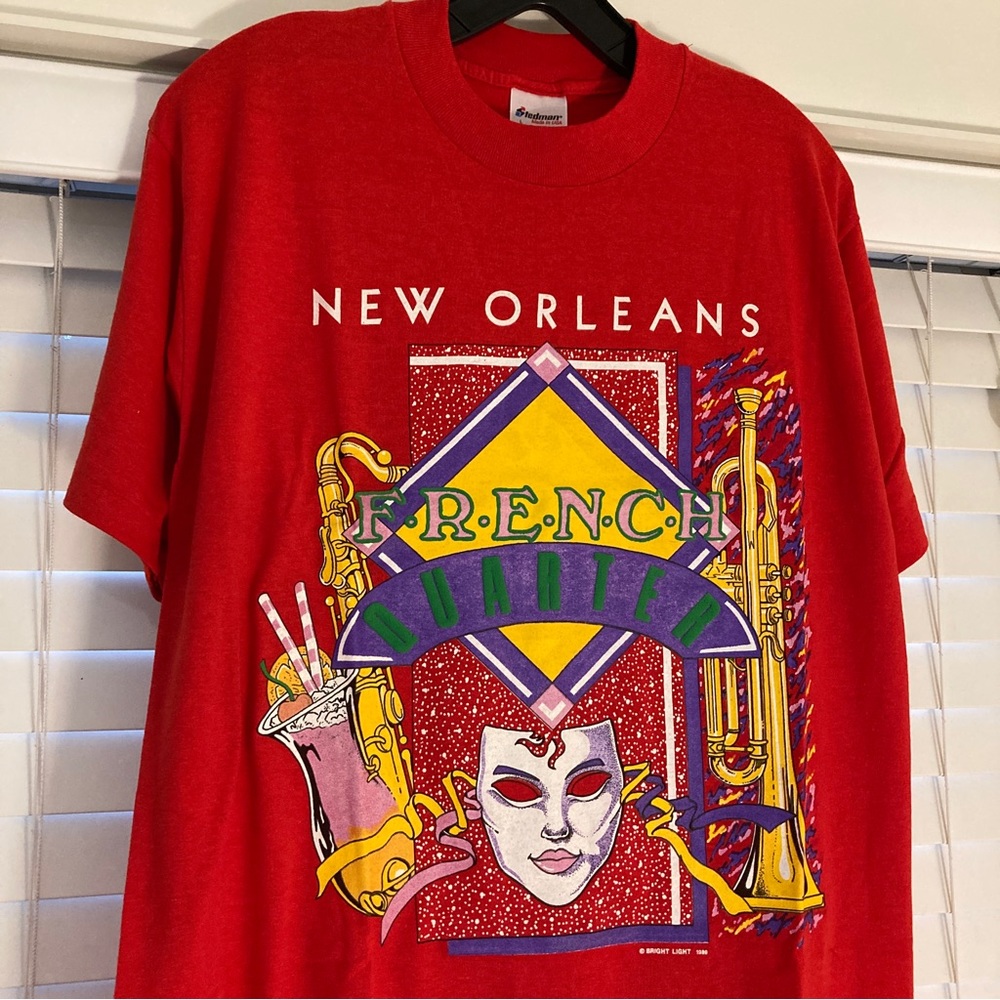 Vintage 80s Mardi Gras New Orleans French Quarter Single Stitch Stedman Tee NOS